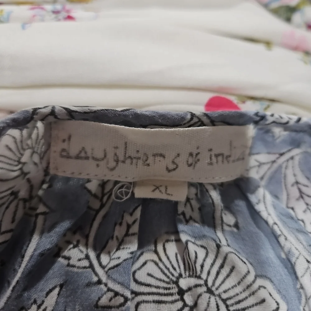 Daughters of India XL Blue & White Floral Maxi Length Dress - Picture 8 of 8